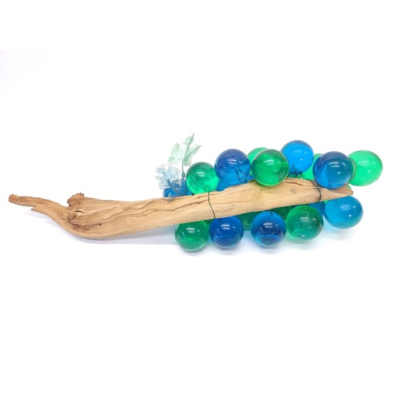 Vintage MCM Large Driftwood Green Blue Lucite Grape Bunch Cluster Centerpiece - Picture 8 of 9